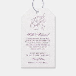 紫色の植物のアウトラインエレガントな結婚式へようこそ ギフトタグ