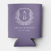 紫色の植物モダン冠モノグラ結婚ム 缶クーラー (正面)