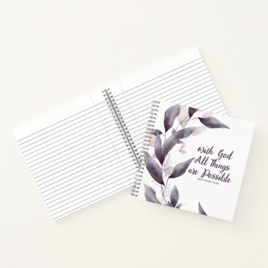 紫色の植物学とモノグラムのキリスト教雑誌 ノートブック (内部)