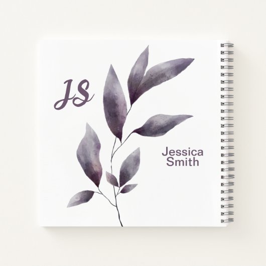 紫色の植物学とモノグラムのキリスト教雑誌 ノートブック (裏面)