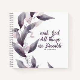 紫色の植物学とモノグラムのキリスト教雑誌 ノートブック