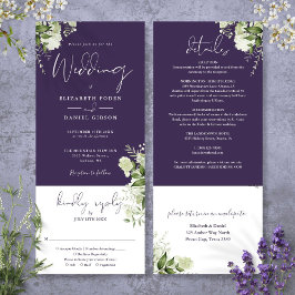 紫色の植物性フローラが入っ結婚ている 招待状