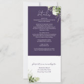 紫色の植物性フローラが入っ結婚ている 招待状 (裏面)
