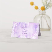 紫色の植物性フローラ水彩表番号 プレイスカード (裏面)