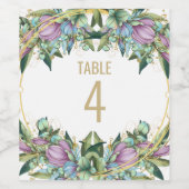 紫色の植物結婚のワインラベルテーブル番号 ワインラベル (シングルラベル)