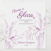 紫色の植物線アートグラジオリ結婚ズ ワインラベル (シングルラベル)