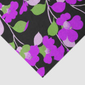 紫色の椿、白の緑の葉黒のフローラ 薄葉紙 (詳細)