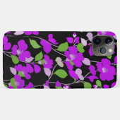 紫色の椿、白の緑の葉黒のフローラ Case-Mate iPhoneケース (裏面(横))