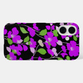 紫色の椿、白の緑の葉黒のフローラ Case-Mate iPhoneケース (裏面 (横))