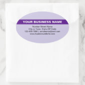 紫色の楕円ステッカーに強調表示されたビジネス名 楕円形シール (バッグ)