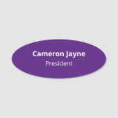 紫色の楕円形の名前タグ安全ピンバッジプロフェッショナル 名札 (正面)