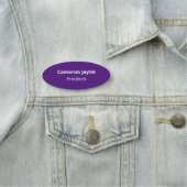 紫色の楕円形の名前タグ安全ピンバッジプロフェッショナル 名札 (インサイチュ)