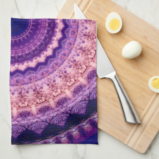 紫色の楽園の曼荼羅の台所ふきん キッチンタオル (四つ折り)