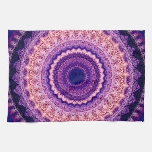 紫色の楽園の曼荼羅の台所ふきん キッチンタオル (横)