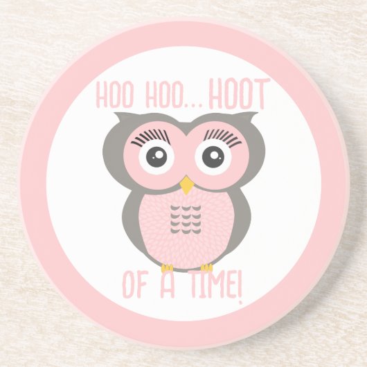 紫色の様式化されたジオメトリックフクロウファミリ コースター (正面)