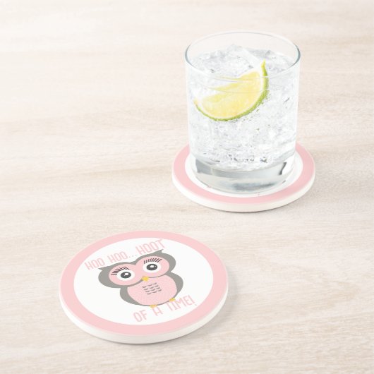 紫色の様式化されたジオメトリックフクロウファミリ コースター (側面)