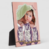 紫色の様式化されたジオメトリックフクロウファミリ フォトプラーク (側面)