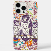 紫色の様式化されたジオメトリックフクロウファミリ Case-Mate iPhoneケース (裏面)