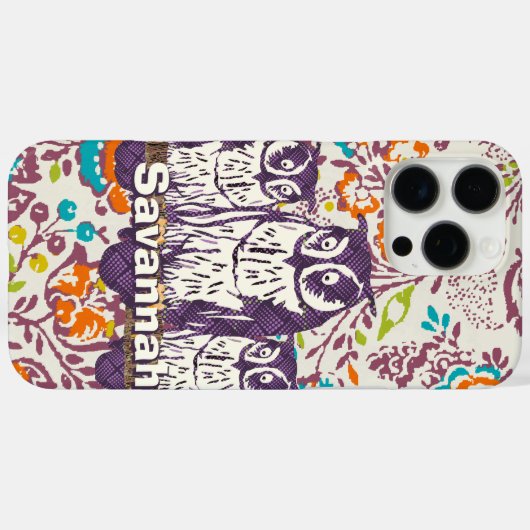 紫色の様式化されたジオメトリックフクロウファミリ Case-Mate iPhoneケース (裏面 (横))