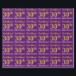 紫色の模倣金ゴールド見る"30th BIRTHDAY" ラッピングペーパー<br><div class="desc">このラッピング紙デザインは、「ファーストネーム30th BIRTHDAY!」のようなメッセージを掲げ、「30th」は金ゴールドのような色を模した外観を持つフェイク。名前は紫パーソナライズされた色、背景は紫。それは誰かの30歳の誕生日の贈り物をラッ与えプするときに使用されるかもしれない。[～Z0000182]</div>