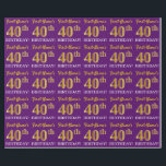 紫色の模倣金ゴールド見る"40th BIRTHDAY" ラッピングペーパー<br><div class="desc">このラッピング紙デザインは、「ファーストネーム40th BIRTHDAY!」のようなメッセージを備え、「40th」は金ゴールドのような色の外観を持つフェイク/模倣のような外観を持つ。名前は紫パーソナライズされた色、背景は紫。40歳の誕生日に贈り物を包む与え際に使われるかもしれない。[～Z0000182]</div>