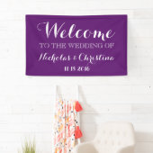 紫色の歓迎された結婚式の旗の素朴な金ゴールド 横断幕 (インサイチュ)