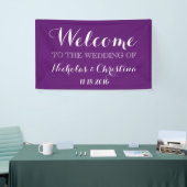 紫色の歓迎された結婚式の旗の素朴な金ゴールド 横断幕 (トレードショー)