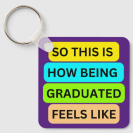 紫色の正方形キーチェーンSO_THIS_IS_HOW_BEING_GRADU キーホルダー