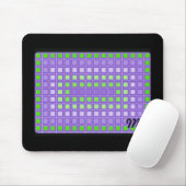 紫色の正方形パターン(イニシャル付き) マウスパッド (マウス)