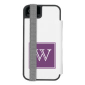 紫色の正方形モノグラム INCIPIO iPhoneウォレットケース (フォリオ裏面)