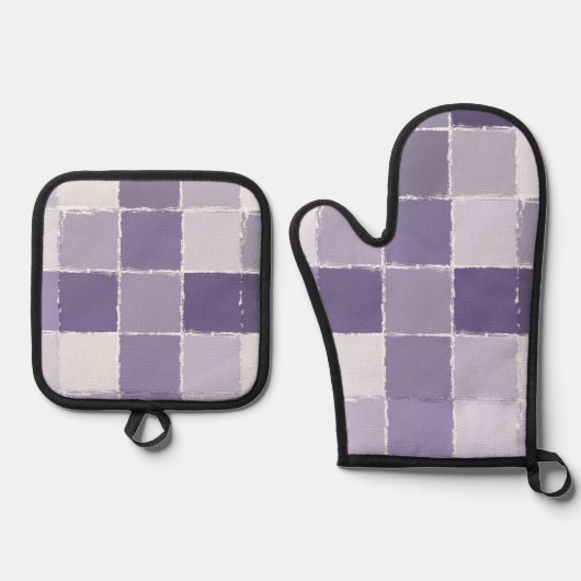 紫色の正方形 鍋つかみ&鍋敷きセット (正面)