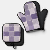 紫色の正方形 鍋つかみ&鍋敷きセット (正面/裏面)