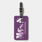 紫色の氏および夫人旅行荷物は新婚者のために付きます ラゲッジタグ (正面縦)