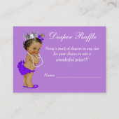 紫色の民族プリンセス赤ちゃんシャワーおむつラッフル エンクロージャーカード (裏面)
