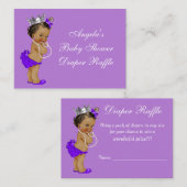 紫色の民族プリンセス赤ちゃんシャワーおむつラッフル エンクロージャーカード (正面/裏面)