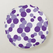 紫色の気泡紙吹雪パターン丸い枕 ラウンドクッション (裏面)