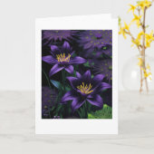紫色の水のユリ折り畳みグリーティングカード カード (黄色い花)