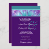 紫色の水のリサイクルされたV2を結婚する青いダリアの花びら 招待状 (正面/裏面)