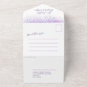 紫色の水の色のショアリング遅れた結婚式のパーティー オールインワン招待状 (外側)