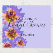 紫色の水の色の花ロマンチックブライダルシャワー スパークリングワインラベル (シングルラベル)