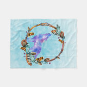 紫色の水の色ウルフとボホリース フリースブランケット (正面(横))