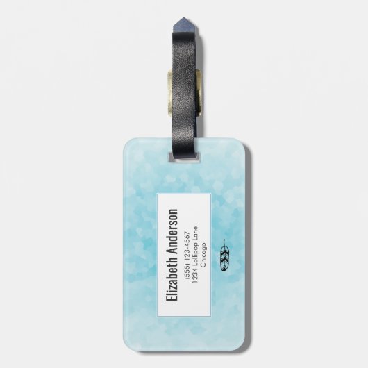 紫色の水の色ウルフとボホリース ラゲッジタグ (裏面縦)