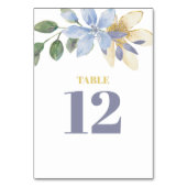 紫色の水の色エレガントフローラテーブル番号カード テーブルナンバー (裏面)