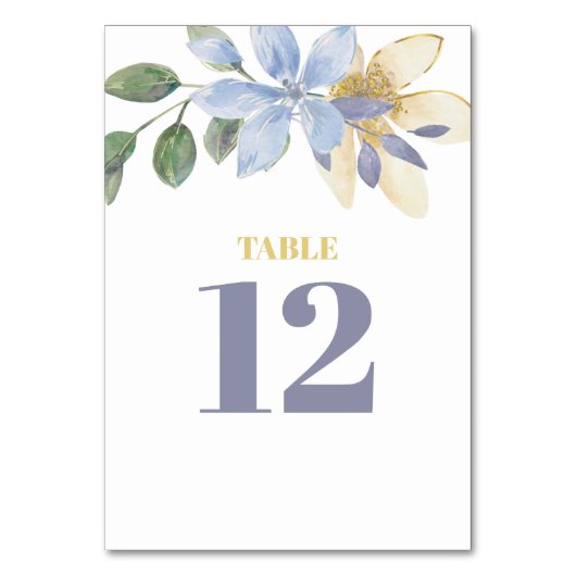 紫色の水の色エレガントフローラテーブル番号カード テーブルナンバー (正面)