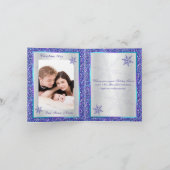 紫色の水の銀の雪片の写真のクリスマスカード シーズンカード (内部)