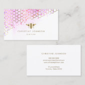 紫色の水カラーハニカムフェイク金ゴールドフォイルビー 名刺 (正面/裏面)