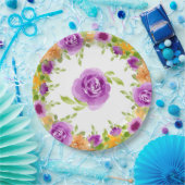 紫色の水カラー開花フローラ ペーパープレート (パーティー)