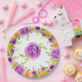 紫色の水カラー開花フローラ ペーパープレート (パーティー)