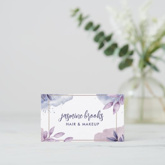 紫色の水カラー離れ金ゴールドフレーム 名刺 (スタンド正面)