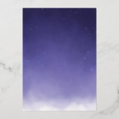 紫色の水モダン色の星結婚の金ゴールド 箔招待状 (裏面)